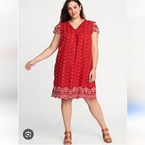 Old Navy Embroidered Shift Dress with Eyelet Trim Size XXL